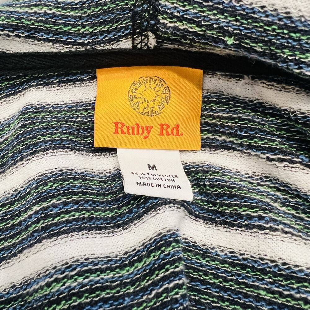 Ruby Rd. Women's Multi Colored Reverse Loop Stripe Cardigan Hooded M (A0125) - Picture 6 of 6